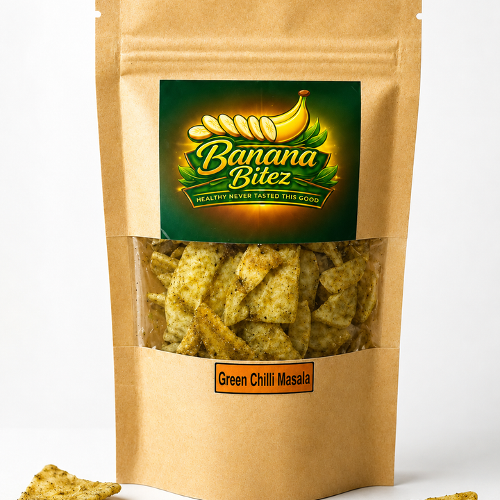 Green Chilli Masala Banana Chips (50g – PKR 220)